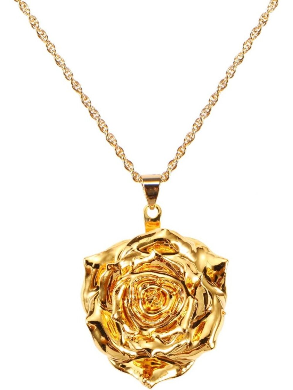 Elegant 24K Gold Dipped Rose Pendant Necklace - Perfect Gift for Her, Moms
